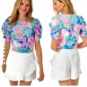 NWT Lilly Pulitzer Faye Skort Skort in Resort White Large Petal Eyelet